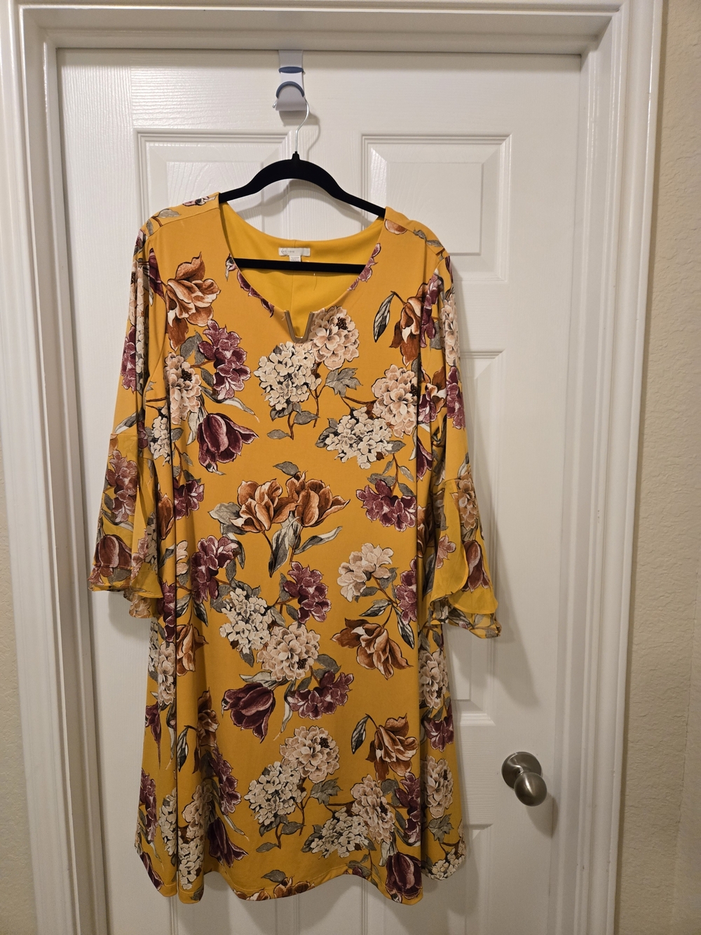 Cato Mustard Yellow Floral Midi Dress